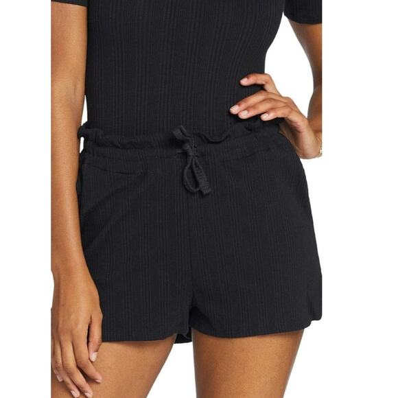 NWT vitamin A tencell lycra ribbed drawstring pocket minimalist shorts XL black - Picture 1 of 11